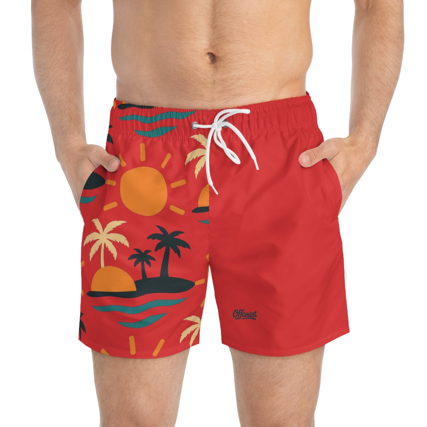 Vibrant Summer Swim Trunks, Vacation Must-Have, Beachwear, Pool Party Essentials, Men's Swim Shorts